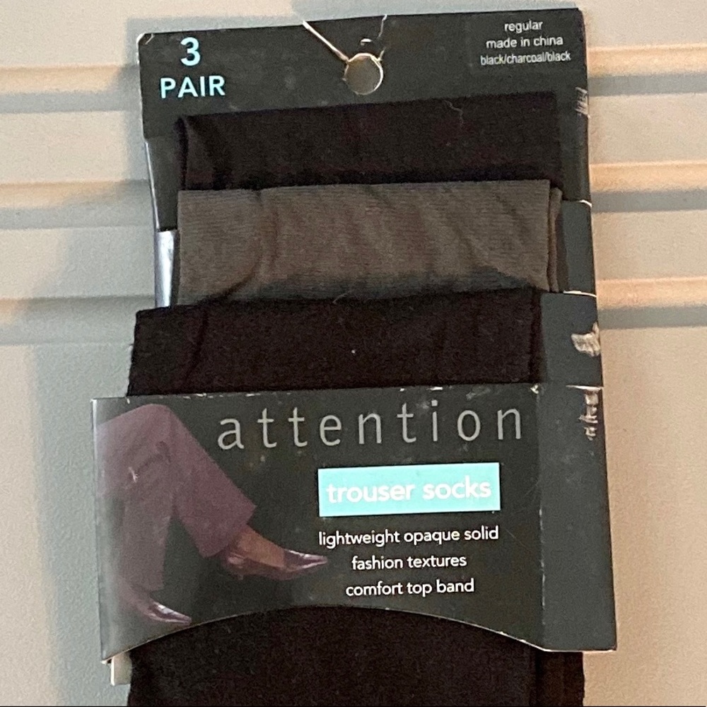 Attention Trouser Socks, 3 pair, Opaque Nylon